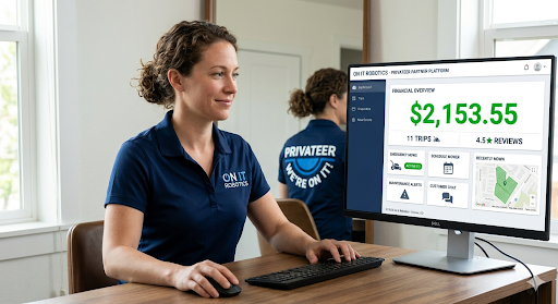 A Privateer reviewing the On It Robotics dashboard