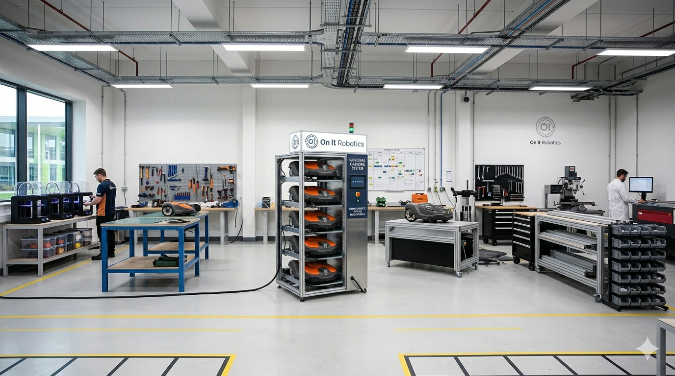 Apprentices learning on the workshop floor at the On It Robotics R&D Center